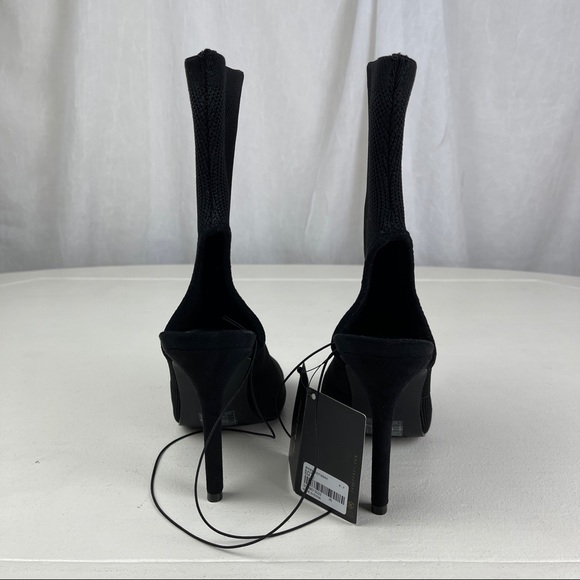🚫SOLD🚫 NWT Black Peep Toe Stiletto Ankle High Heels Stretchy Sock Style - Picture 15 of 16